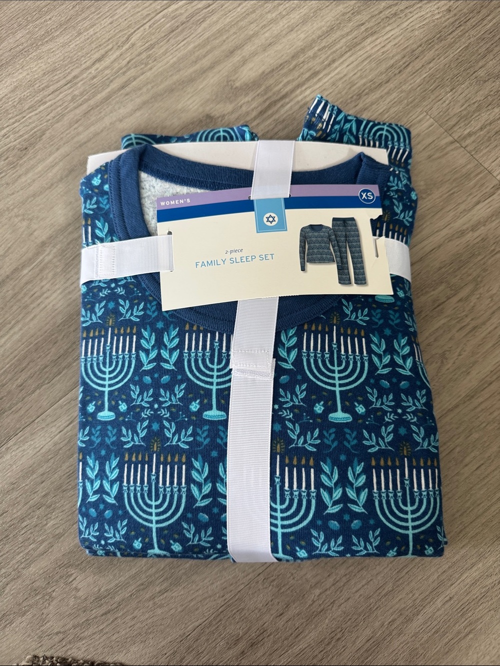 Family Sleep Set Blue Menorah Print Pajamas